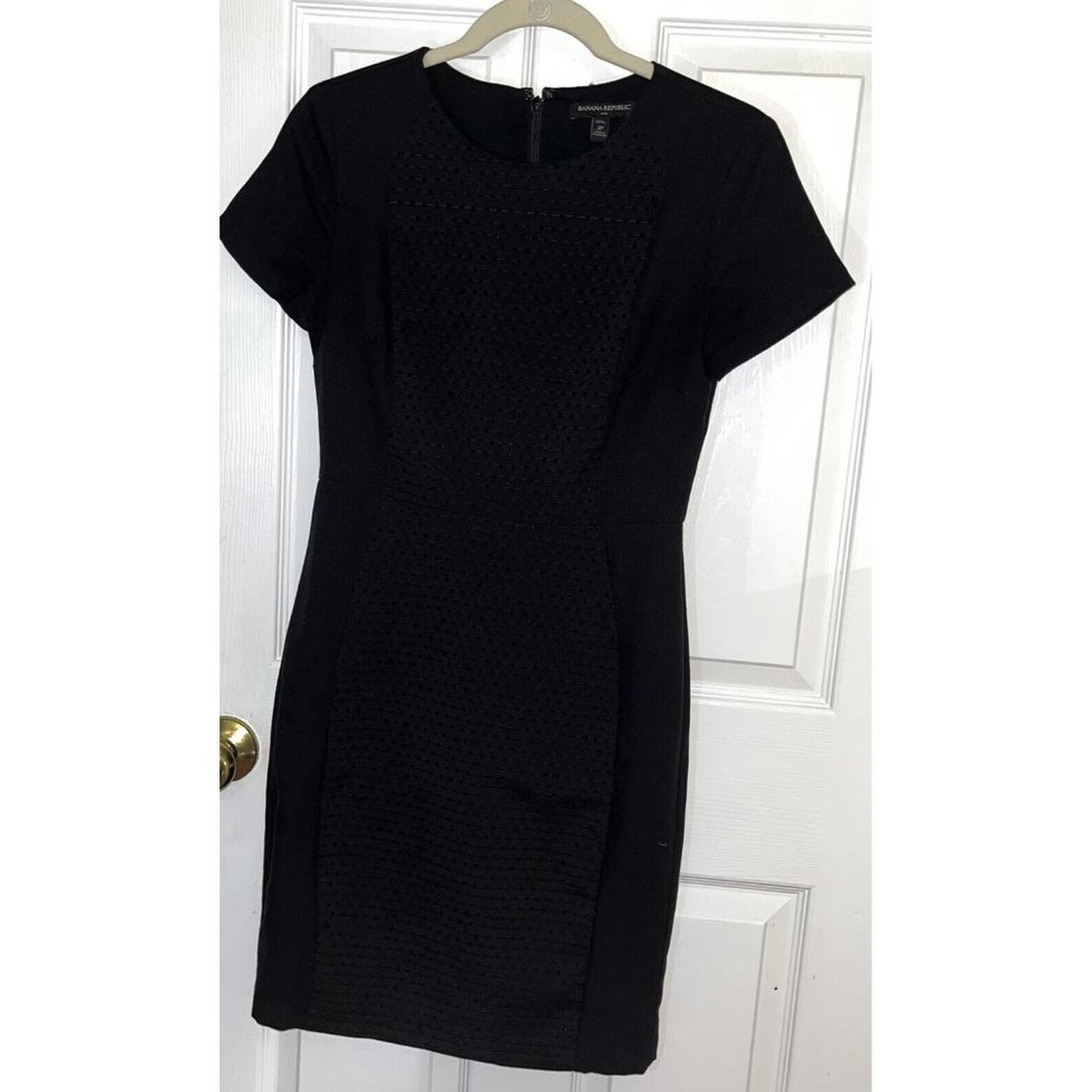 Banana Republic Embroidery texture Sleeveless Black Cocktail Dress, Night-Out